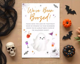 Editable Halloween Weve Been Boozed Door Sign Template Canva, Printable Weve Been Boozed Sign Digital Download