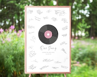 Record Guest Book Alternative Personalized Wedding, Personalised Wedding Song Guest Book Poster, Unique Wedding Guestbook Print, UNFRAMED