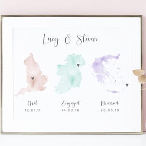 1 Year Anniversary Gift Map Print Met Engaged Married, Paper Anniversary Gift Personalized, First Wedding Anniversary Gift for Wife UNFRAMED