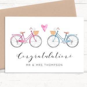 Carte de mariage vélo pour les mariés, carte de mariage de M. et Mme carte de mariage personnalisée vélo, carte de mariage de félicitations pour couple
