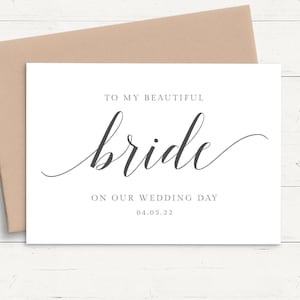 Pour ma mariée le jour de notre mariage, carte de mariage personnalisée à la mariée du marié, carte de mariage pour la mariée, carte de mariage pour future femme