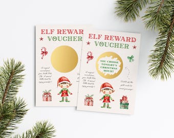 Personalised Elf Reward Card Gold, Elf Scratch Card Surprise Gift, Custom Christmas Scratch Off Reveal Card, Elf Scratch Off Card Treat