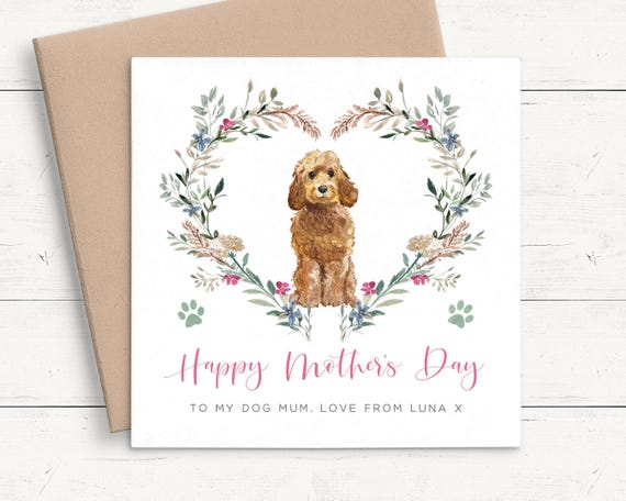 Cockapoo Mothers Day Card for Mum, Personalised Mothers Day Card from Dog, Dog Mother Day Card Mum, Cute Mothers Day Card from the Dog