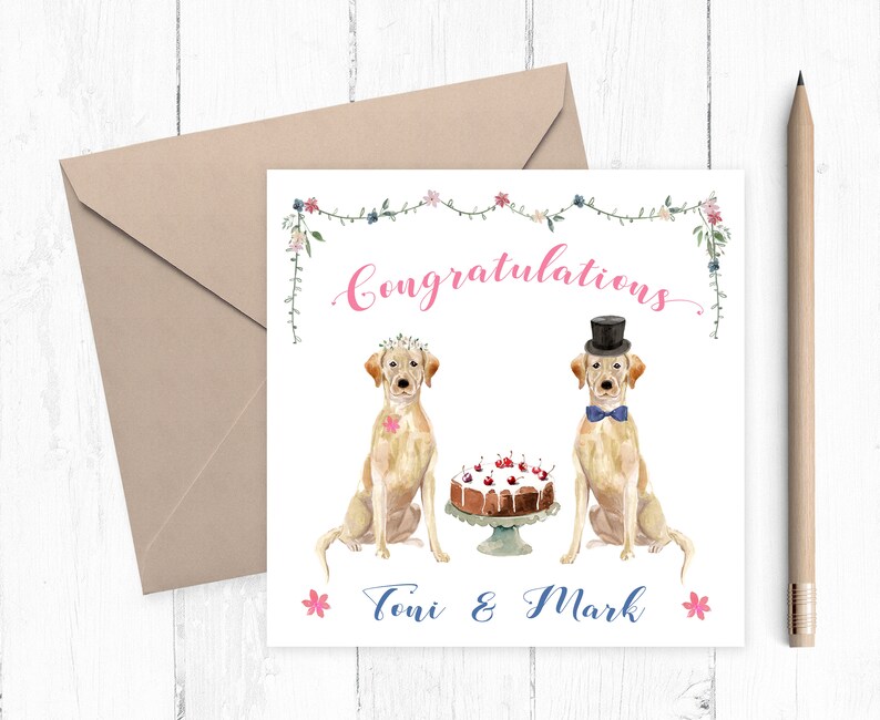 Labrador Wedding Card Personalised Wedding Day Card for Couple Personalized Wedding Card Bride and Groom Dog Wedding Card Congratulations
