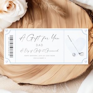 Golf Voucher Card Personalised, Golf Ticket Gift Printed, Golf Coupon Dad, Golf Birthday Gift Master Ticket, Golf Trip Surprise Present
