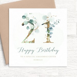 Personalized 21st Birthday Card Granddaughter, Personalised 21st Birthday Card for Granddaughter, Granddaughter 21st Birthday Card Women