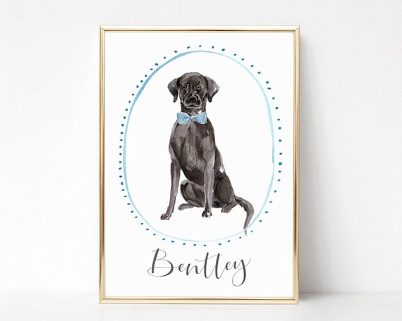 Black Labrador Gifts, Dog Lover Gift Personalized Dog Portrait, Black Lab Gifts, Black Labrador Art, Black Labrador Print, UNFRAMED