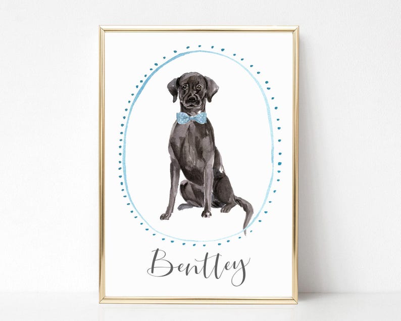 Black Labrador Gifts, Dog Lover Gift Personalized Dog Portrait, Black Lab Gifts, Black Labrador Art, Black Labrador Print, UNFRAMED image 1