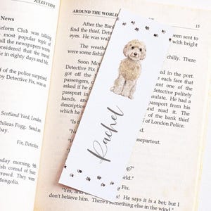 Cute Dog Bookmark Personalised, Custom Bookmark Dog, Watercolour Bookmark with Dogs, Paper Bookmark for Women, Dog Lover Gifts for Women