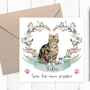 Carte de sympathie pour chat, carte de sympathie pour animal de compagnie, carte commémorative personnalisée pour animal de compagnie, carte de perte de chat, carte de perte d'animal de compagnie personnalisée