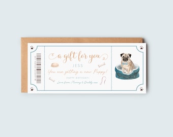 Personalised Youre Getting a Puppy Voucher, Youre Getting a Dog Voucher Personalized, New Puppy Gift Voucher Custom, WITH ENVELOPE
