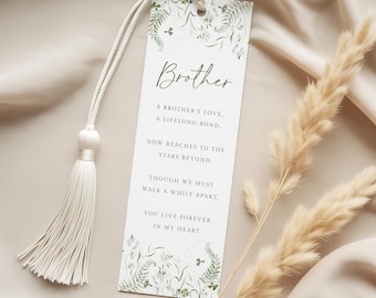 Personalised Remembrance Bookmark Brother, Personalized Memorial Bookmark, Custom Sympathy Book Marks Laminated, WITH TASSEL
