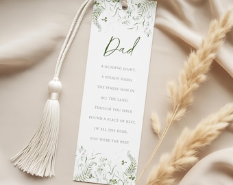 Personalised Remembrance Bookmark Dad, Daddy Memorial Bookmark Personalized, Custom Sympathy Book Marks Laminated, WITH TASSEL