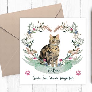 Loss of Pet Card Cat Sympathy Card, Pet Sympathy Card Personalised Pet Memorial Card, Loss of Cat Loss Card, Personalized Pet Loss Card image 1