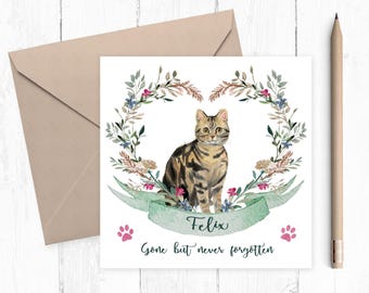 Loss of Pet Card Cat Sympathy Card, Pet Sympathy Card Personalised Pet Memorial Card, Loss of Cat Loss Card, Personalized Pet Loss Card
