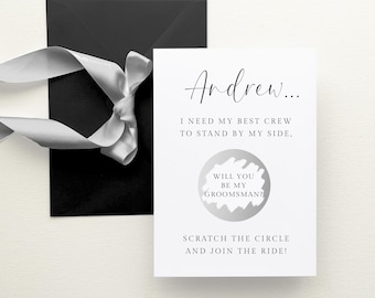Silver Will You Be My Groomsman Scratch Card Personalised, Custom Groomsman Proposal Scratch Off Card, WITH RIBBON ENVELOPE