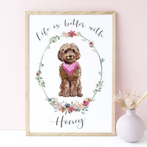 Braun Cockapoo Kunst, Hunde Liebhaber Geschenk Personalisierte Hund Wandkunst Cockapoo Hund Druck Personalisiert, Cockapoo Druck, Cockapoo Geschenk, UNGERAHMT