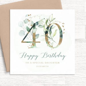 Carte personnalisée 40e anniversaire fille, carte 40e anniversaire personnalisée pour belle-fille, carte 40e anniversaire fille pour femme