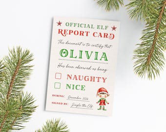 Personalised Elf Report Card