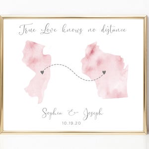 Long Distance Relationship Gifts for Girlfriend, Personalized Anniversary Gift for Girlfriend, Long Distance Map Print Custom, UNFRAMED