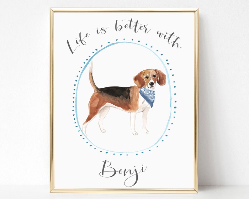 UNFRAMED Beagle Gift Personalized Dog Print Beagle Art Print Beagle Print Personalized Dog Gifts for Owners Dog Portrait Print