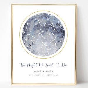 Custom Star Map by Date, Star Chart Personalized Wedding Anniversary Gift for Husband, Night Sky Print, Constellation Map Print, UNFRAMED