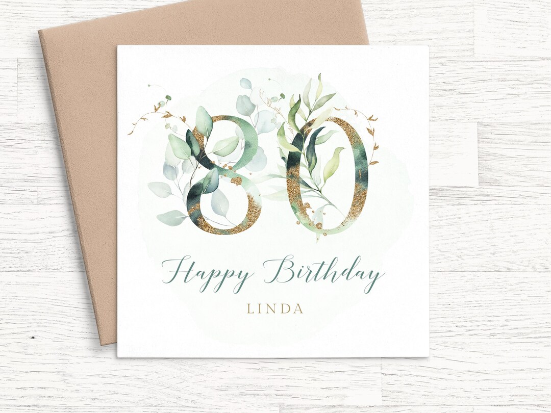 Personalised 80th Birthday Card for Women, Personalised 80th Birthday ...