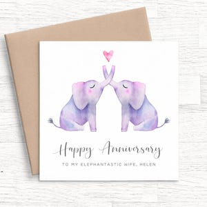 Carte d'anniversaire éléphant pour femme, carte d'anniversaire personnalisée petite amie, jeu de mots mignon carte d'anniversaire, carte d'anniversaire animal pour elle