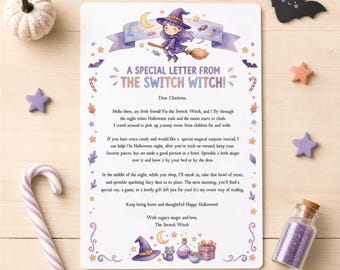 Personalised Letter from Switch Witch Kit Digital, Editable Letter from Switch Witch Template Canva, Printable Switch Witch Thank You Note