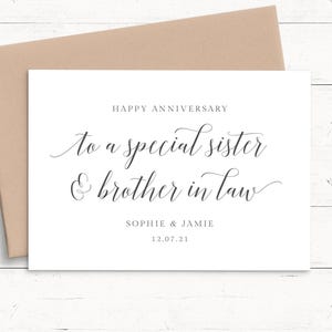 Personalisierte Hochzeitsjubiläumskarte Schwester und Schwager, 1. Jahrestagskarte, alles Gute zum Hochzeitstag für Schwester und Ehemann
