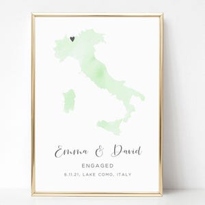 Cadeau de fiançailles carte, impression carte de fiançailles personnalisée, impression de carte aquarelle personnalisée, cadeaux de fiançailles personnalisés pour couple, sans cadre