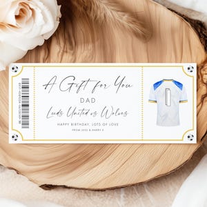 Leeds Ticket Personalised, Football Season Ticket Gift for Him, Football Ticket Surprise Gift, Football Voucher Stadium Ticket Personalized