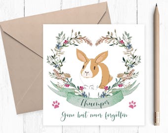 PERSONALIZED Pet Loss Card, Rabbit Sympathy Card, Rabbit Memorial Card, Pet Sympathy Card, Loss of Pet Card, Personalised Pet Memorial Card