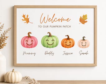 Halloween Pumpkin Family Print Personalised, Personalized Family Pumpkin Print, Pumpkin Family Portrait, Pumpkin Family Picture, UNFRAMED