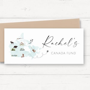 Canada Holiday Fund Wallet Personalised, Travel Money Wallet and Envelope, Holiday Money Holder, Travel Money Holder, Holiday Money Wallet