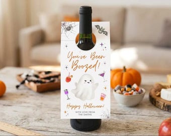 You've Been Boozed Bottle Tag Template Canva, Editable We've Been Boozed Bottle Topper Printable, Halloween Bottle Label Digital Download