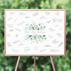 Watercolour Eucalyptus Wedding Guest Book Sign, Personalised Wedding Guest Book Poster, Alternative Wedding Guest Book Print Greenery