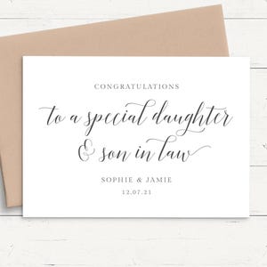 "Glückwünsche Hochzeitskarte Tochter und Schwiegersohn personalisiert, Hochzeitskarte für Schwiegertochter und Schwiegersohn Hochzeitskarte Kalligraphie."