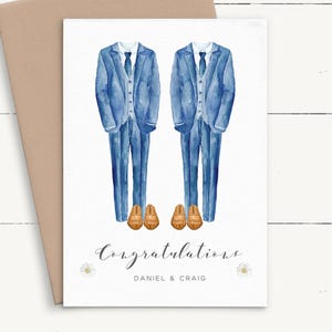 Carte de mariage gay personnalisée Carte de mariage de même sexe, carte de mariage de M. et M. pour couple gay, costumes de carte de mariage de félicitations
