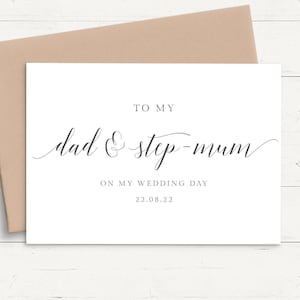 An meinen Vater und meine Stiefmutter an meinem Hochzeitstag Karte, personalisierte Hochzeitskarte Vater und Stiefmutter, personalisierte Hochzeitskarte für Eltern