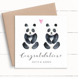 Carte de mariage panda personnalisée, carte de mariage personnalisée félicitations, carte de mariés pour couple, carte de mariage animal M. et Mme