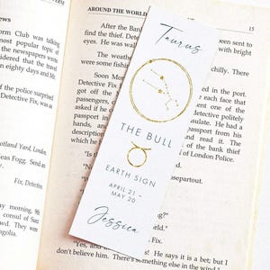 Taurus Bookmark Zodiac Birthday Gifts for Book Lovers, Personalised Bookmark Paper, Astrology Bookmark for Women, Star Sign Bookmark Custom