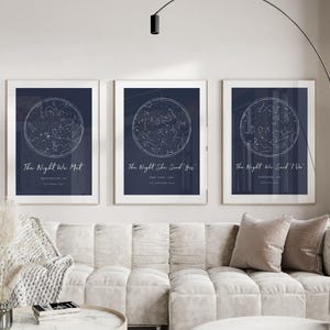 Benutzerdefinierte Sternenkarte Print 3er-Set, Sternbild Karte Print, personalisiertes Poster, Sternenkarte Hochzeitstag Geschenk für Sie, UNGERAHMT