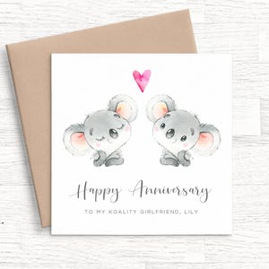 Koala-Jubiläumskarte für Freundin, Tierjubiläumskarte Frau, süße Jubiläumskarte personalisiert, Wortspiel-Jubiläumskarte für Sie