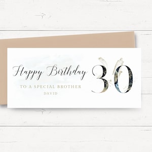 Geldbrieftasche zum 30. Geburtstag personalisiert, Geldkarte zum Geburtstag personalisiert, Geldgeschenk zum Geburtstag, Geldumschlag Geburtstagsgeldhalter Geschenk