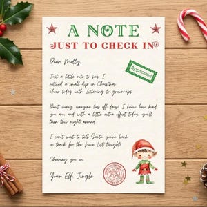 Editable Elf Check In Letter Canva Template, Printable Elf Behaviour Warning Notice, Custom Christmas Elf Report Letter Digital Download