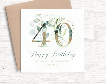 Personalized 40th Birthday Card Daughter, Personalised 40th Birthday Card for Daughter in Law, Daughter 40th Birthday Card for Women