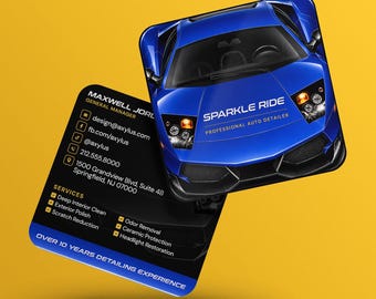 Auto Detailing Business Cards | Car Wash | Professional Detailer | Custom Square Business Card