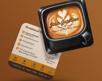 Coffee Cup Business Cards | Café Branding | Coffee Shop | Espresso Bar | Custom Printed Square Card
