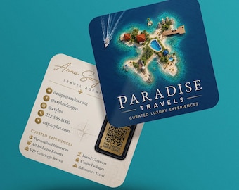 Travel Agent Business Cards | Luxury Travel Advisor  | Vacation Planner  | Custom Printed Square Card